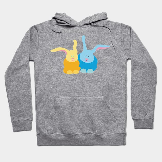 Pair of Blue and Gold Bunnies Hoodie by evisionarts